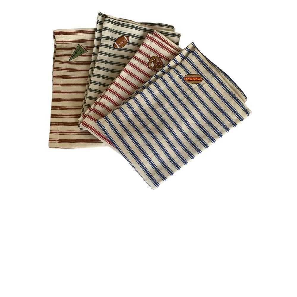 Frasier Sterling x Anthropologie Game Day Icon Striped Napkins Set of 4 - NWT